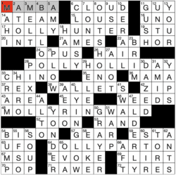 Answer grid for Los Angeles Times crossword 3/23/26 by Caroline Hand